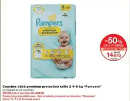 Monoprix PAMPERS Couches bébé premium protection taille offre
