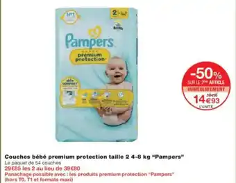 Monoprix PAMPERS Couches bébé premium protection taille offre