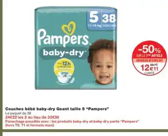 Monoprix PAMPERS Couches bébé baby-dry Geant taille 5 offre