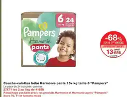 Monoprix PAMPERS Couche-culottes bébé Harmonie pants 15+ kg taille 6 offre