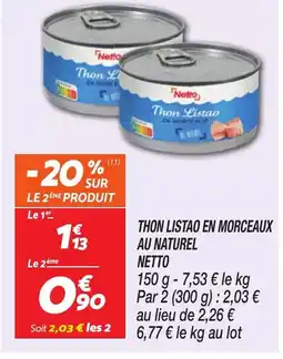 Netto NETTO Thon listao en morceaux au naturel offre