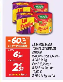 Netto PANZANI Le ravioli sauce tomate lot familial offre