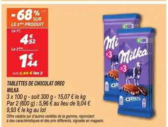 Netto MILKA Tablettes de chocolat oreo offre