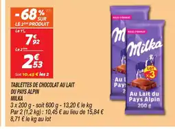 Netto MILKA Tablettes de chocolat au lait du pays alpin offre