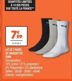 Netto PUMA Lot de 3 paires de chaussettes offre