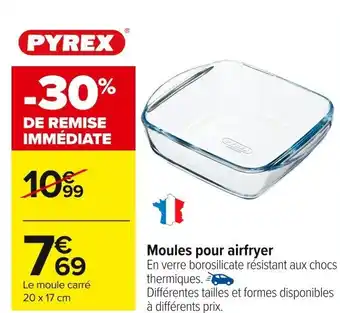 Carrefour PYREX Moules pour airfryer offre