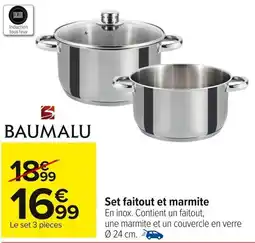 Carrefour BAUMALU Set faitout et marmite offre