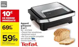 Carrefour TEFAL Appareil grill/panini 2 en 1 offre