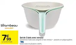 Carrefour Set de 3 bols avec verseur offre