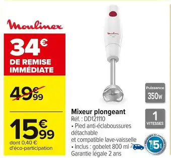 Carrefour MOULINEX Mixeur plongeant offre