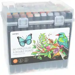 Carrefour Marqueurs double pointe 60 pièces offre