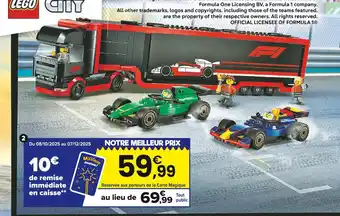 JouéClub LEGO 60445 camion f1 avec voitures de f1 rb20 et amr24 | 8 ans offre