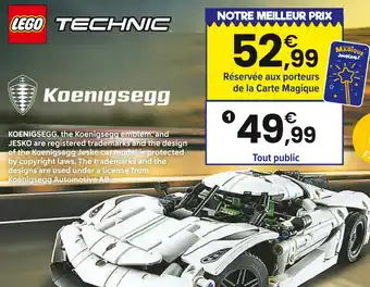 JouéClub LEGO 42184 HYPERCAR KOENIGSEGG JESKO ABSOLUT BLANCHE offre