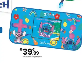 JouéClub LEXIBOOK Console portable compact cyber arcade écran 2.5’’ 150 jeux dont 10 stitch | 3 ans offre