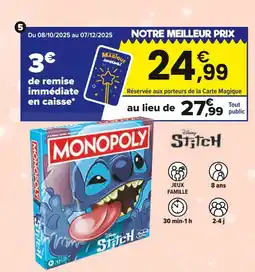 JouéClub MONOPOLY STITCH offre