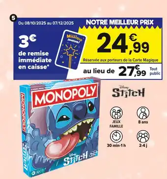 JouéClub MONOPOLY STITCH offre