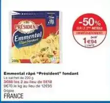 Monoprix Président - emmental râpé offre
