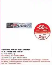 Monoprix Label rouge - sardines nature sans arrêtes offre