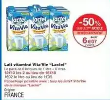 Monoprix Lactel - lait vitaminé vita'vie offre