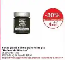 Monoprix Italians do it better - sauce pesto basilic pignons de pin offre