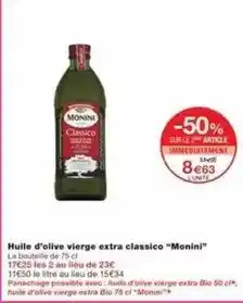 Monoprix Monini - huile d'olive vierge extra classico offre
