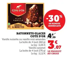 Maximarché Batonnets glaces cote d'or offre