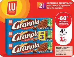 Super U Biscuits chocolat au lait granola offre