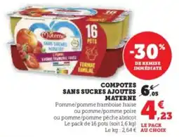 Super U Compotes sans sucres ajoutes materne offre