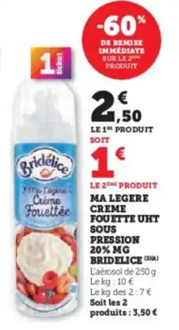 Super U Ma legere fouette uht sous pression 20% mg bridelice offre