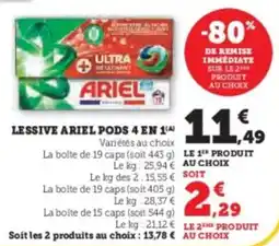 Super U Lessive ariel pods 4 en 1 offre