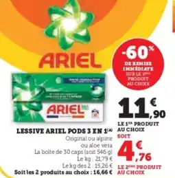 Super U Lessive ariel pods 3 en 1 offre
