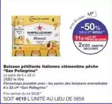 Monoprix San pellegrino - boisson pétillante italienne clémentine pêche offre