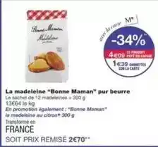 Monoprix Bonne maman - la madeleine bonne maman pur beurre offre
