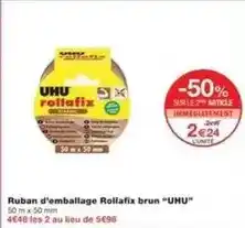 Monoprix Uhu - ruban d'emballage rollafix brun offre