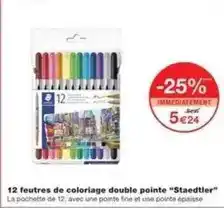 Monoprix Staedtler - 12 feutres de coloriage double pointe offre