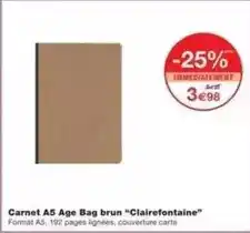 Monoprix Clairefontaine - carnet a5 age bag brun offre