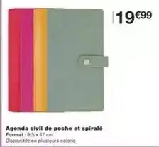 Monoprix Agenda civil de poche et spirale offre
