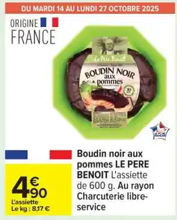Carrefour Boudin noir aux pommes LE PERE BENOIT offre
