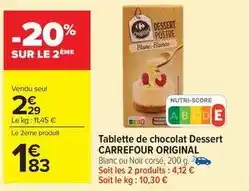 Carrefour Drive Carrefour - tablette de chocolat dessert original offre
