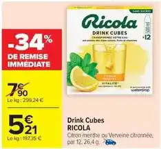 Carrefour Drive Ricola - drink cubes offre