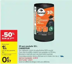 Carrefour Drive Carrefour - 20 sacs poubelle 30 l offre