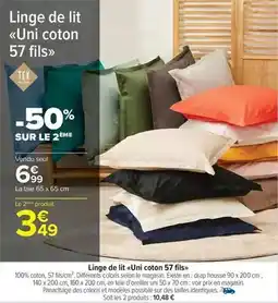Carrefour Drive Tex - linge de lit uni coton 57 fils offre