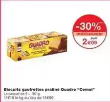 Monoprix Cemoi - biscuits gaufrettes praline quadro cemoi offre