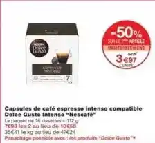 Monoprix Nescafé - capsules de café espresso intenso compatible dolce gusto intenso offre