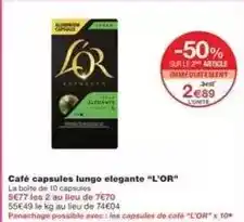 Monoprix L'or - café capsules lungo elegante offre