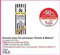 Monoprix Gressin extra fin parmesan crosta & molica offre