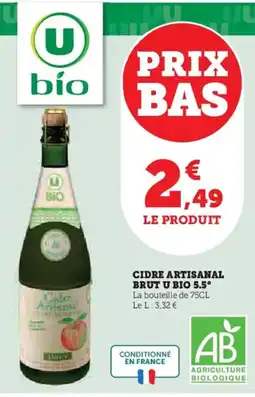 Hyper U U BIO Cidre artisanal brut 5.5° offre