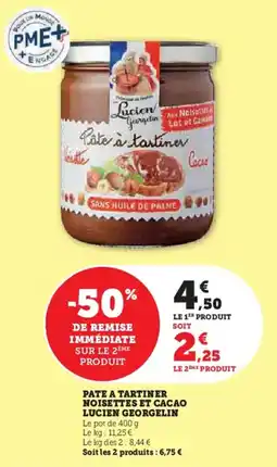 Hyper U Pate a tartiner noisettes et cacao lucien georgelin offre