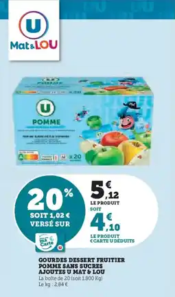 Hyper U Gourdes dessert fruitier pomme sans sucres ajoutes u mat & lou offre