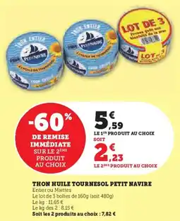 Hyper U PETIT NAVIRE Thon huile tournesol offre